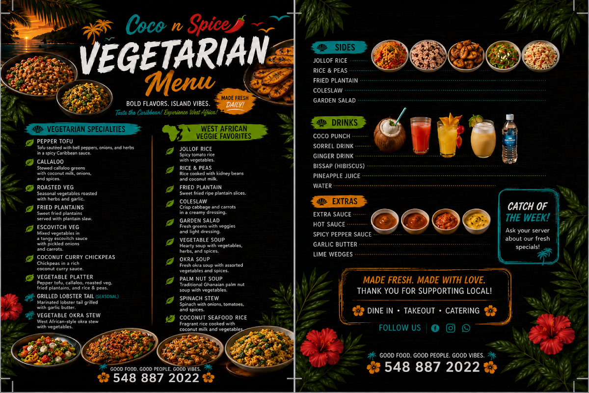 Menu, Coco n Spice