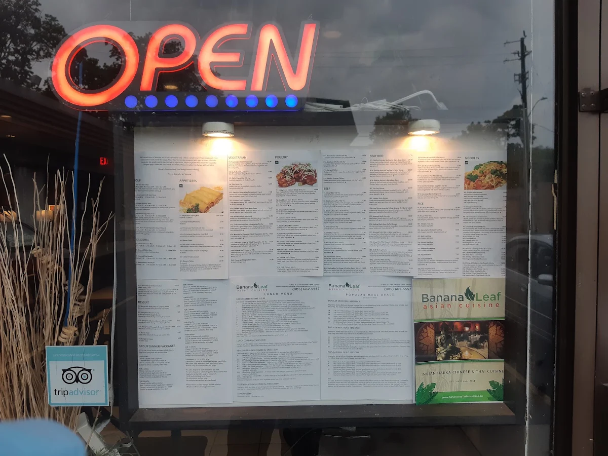 Menu, Banana Leaf Asian Cuisine