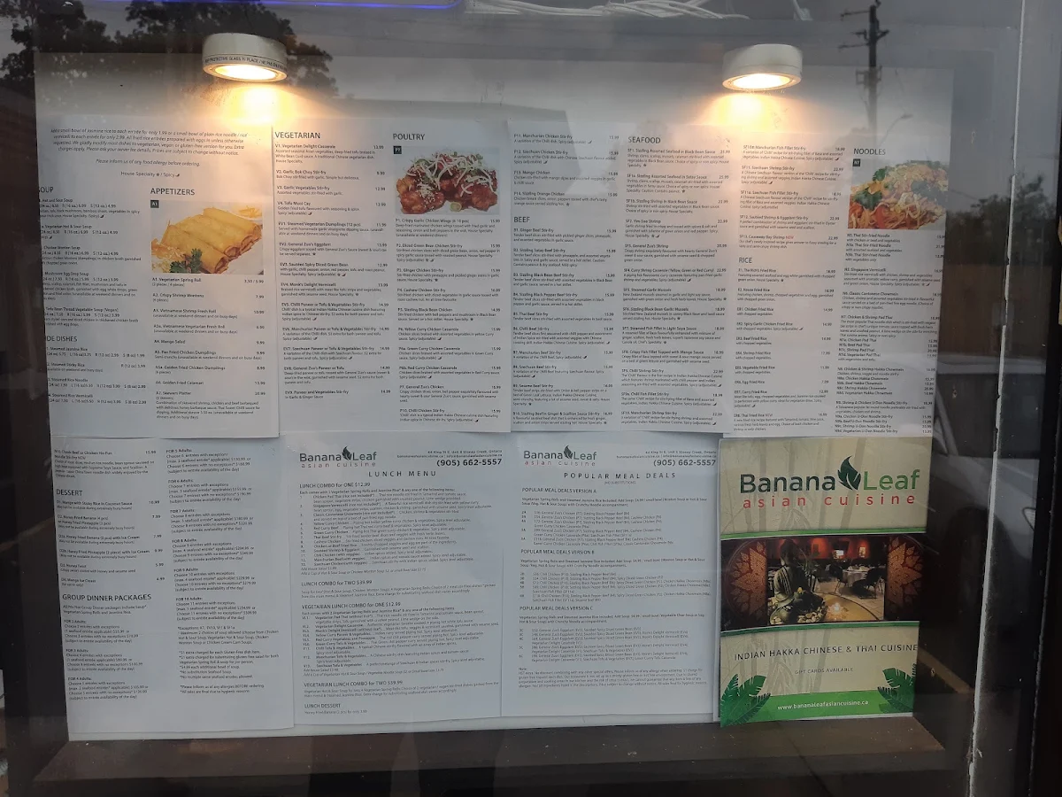 Menu, Banana Leaf Asian Cuisine
