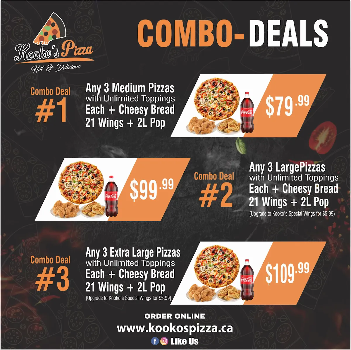 Menu, KOOKO'S PIZZA