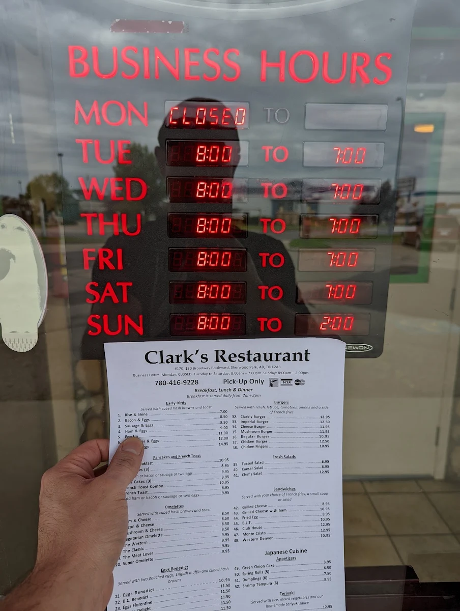 Menu, Clark's Restaurant