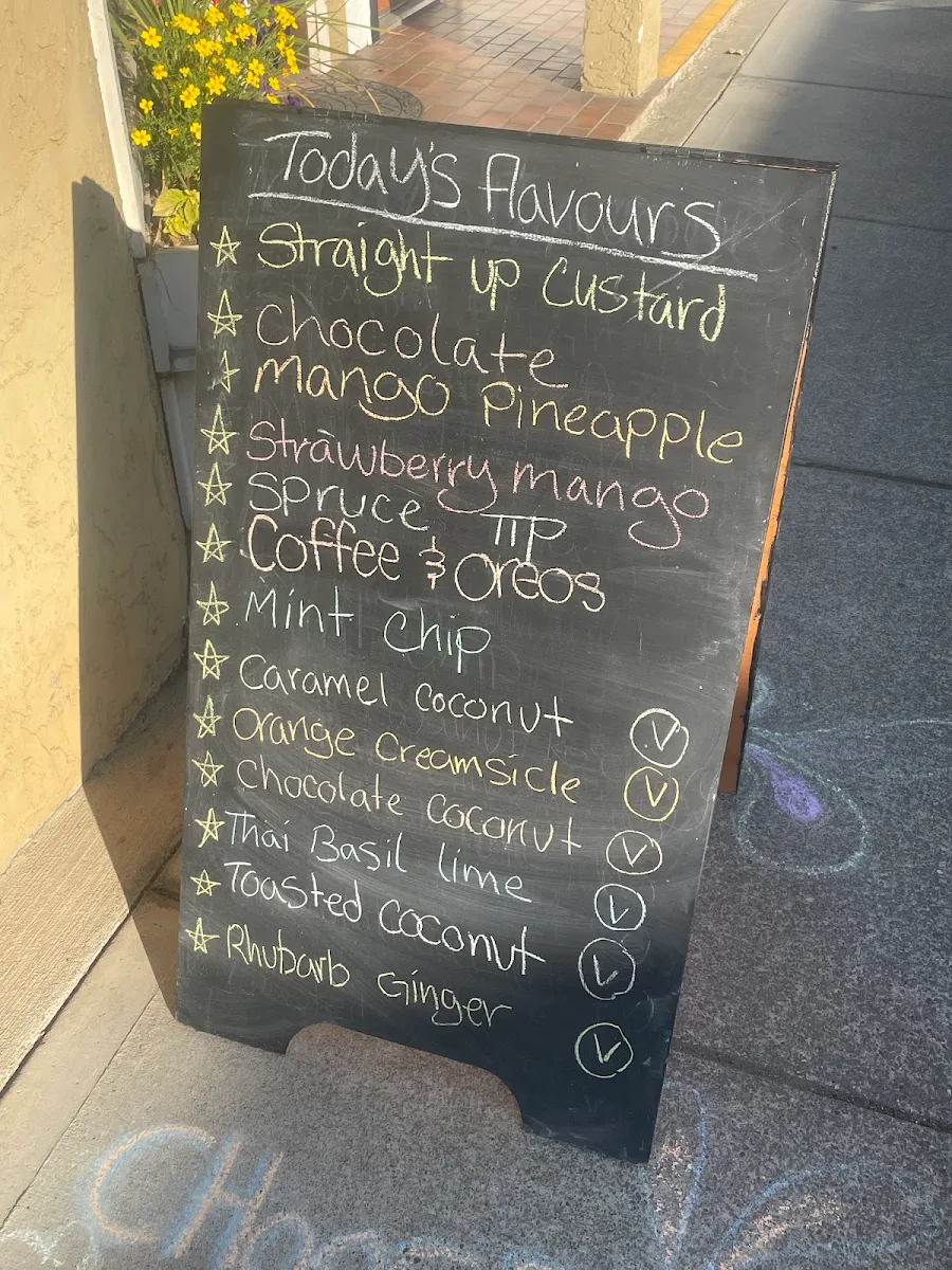 Menu, Blue Spruce Ice Cream