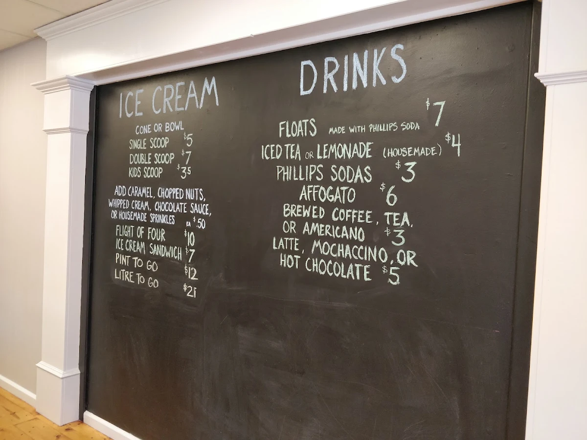 Menu, Blue Spruce Ice Cream