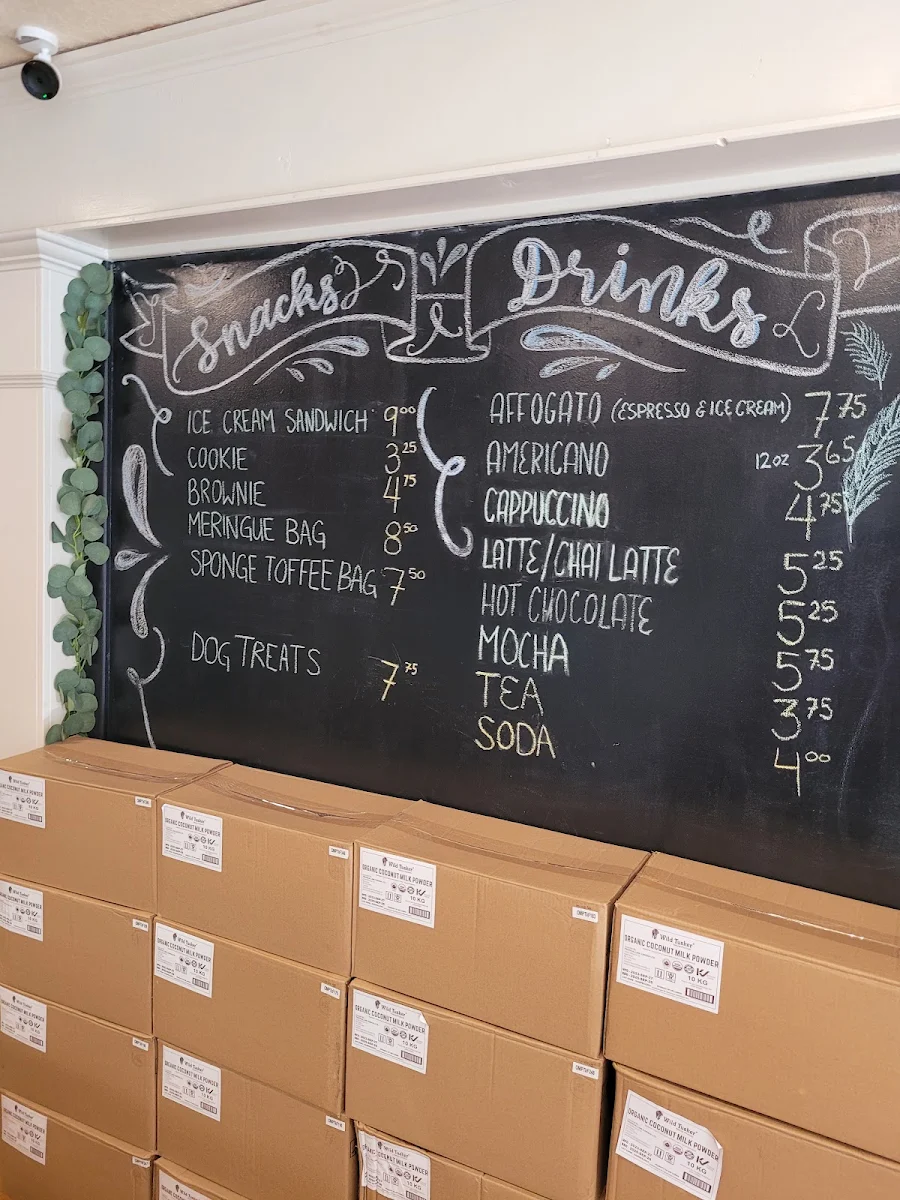 Menu, Blue Spruce Ice Cream