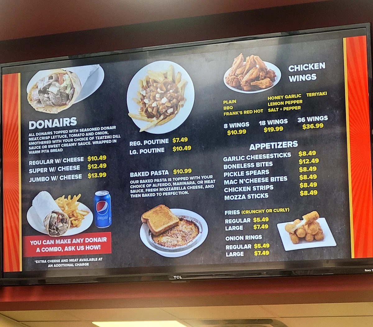 Menu, Buster's Pizza & Donair
