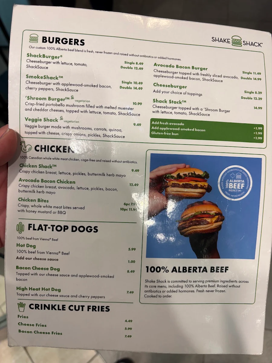Menu, Shake Shack - CF Chinook Centre
