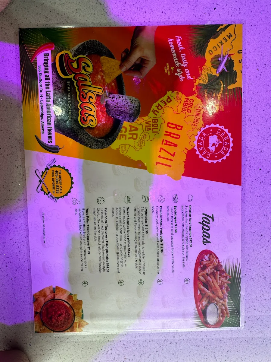 Menu, Salsas by Karoll's Catering