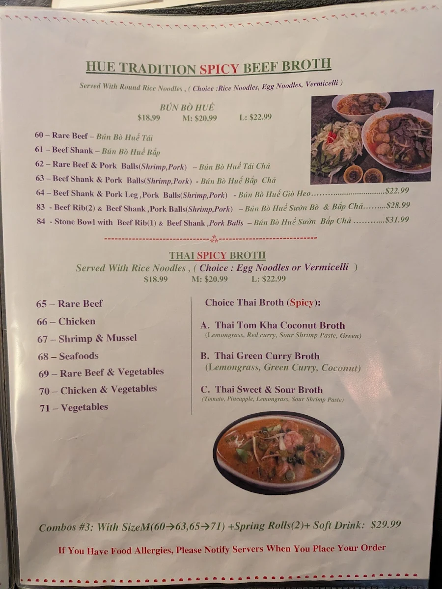 Menu, Noodle House 79