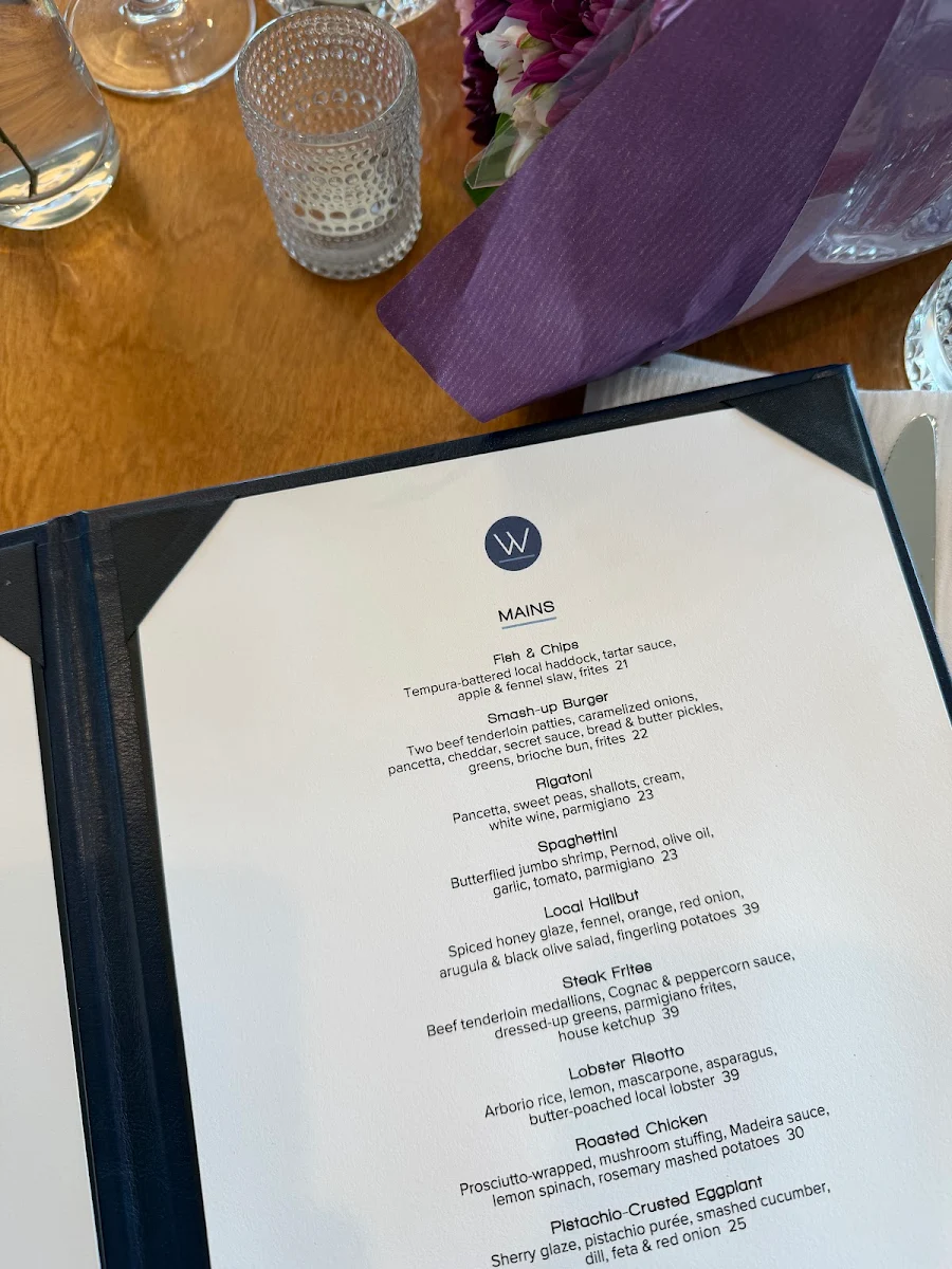 Menu, Watermark Restaurant at Oceanstone