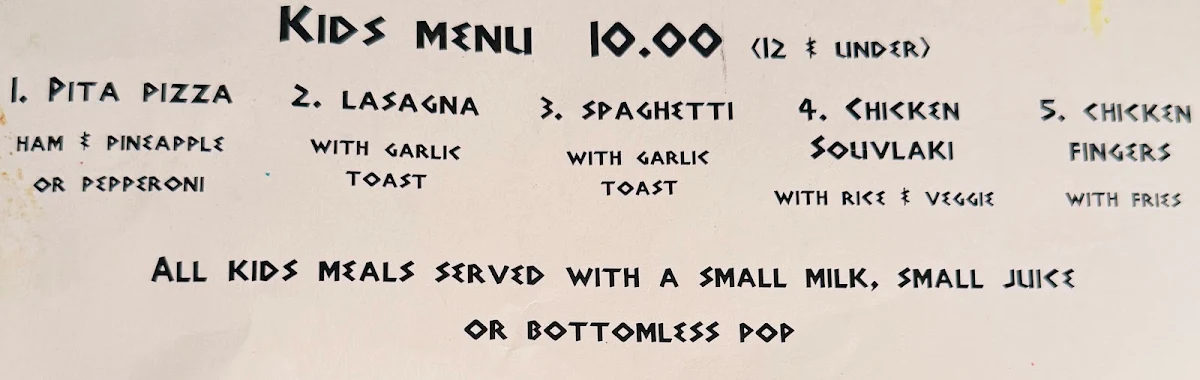 Menu, Olympia Greek Taverna