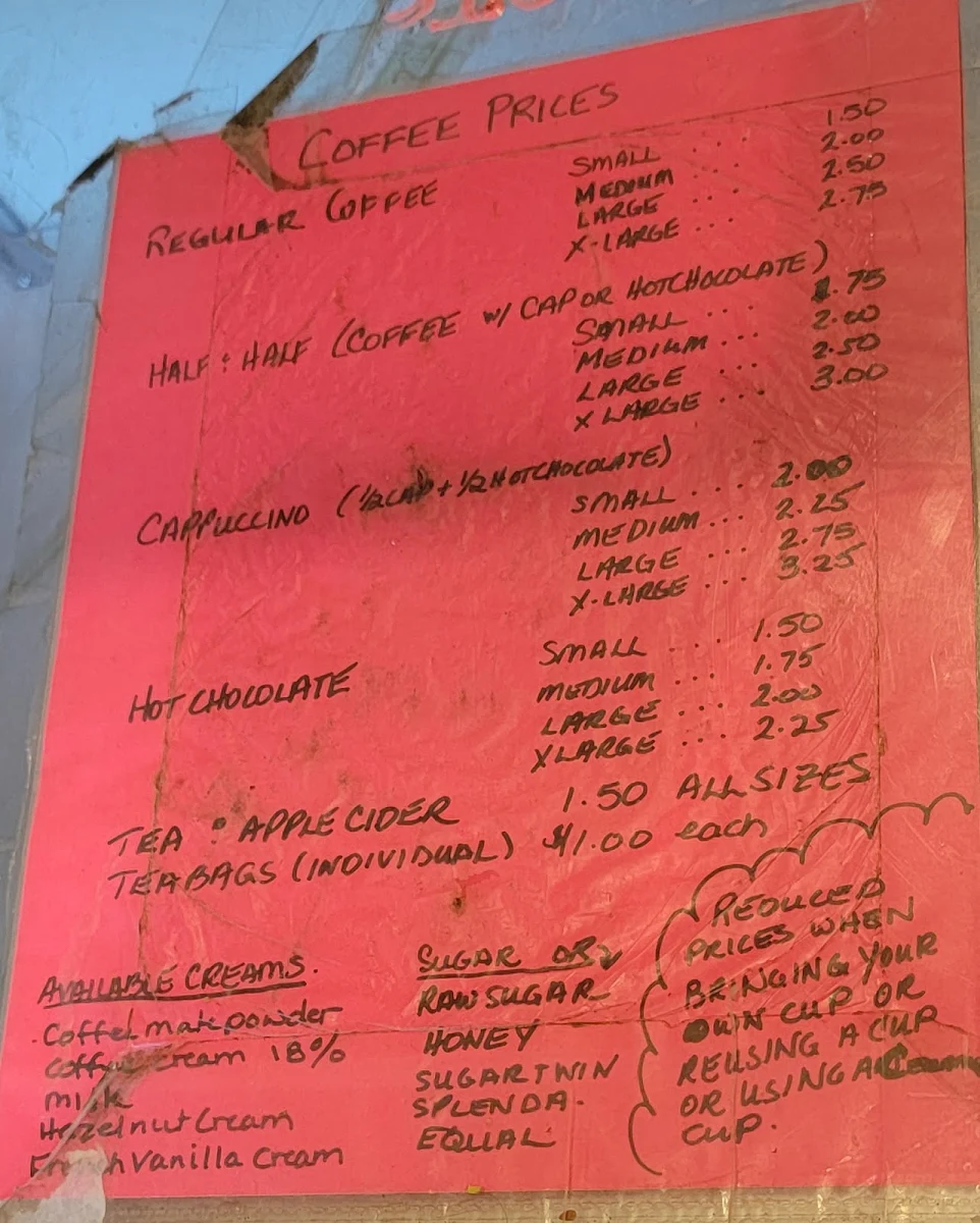 Menu, Tangibils Coffeeshop