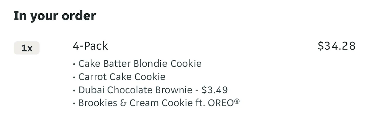 Menu, Crumbl
