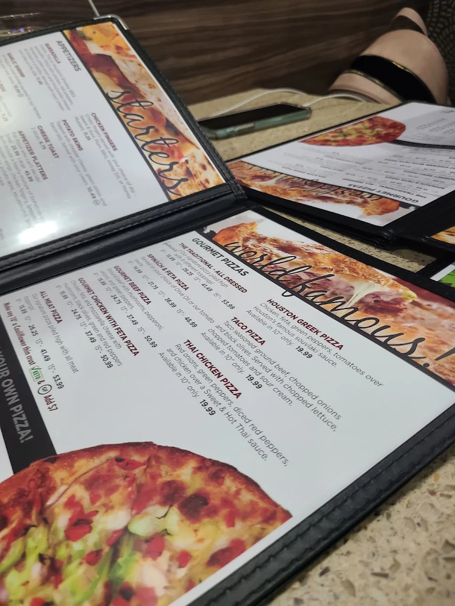 Menu, Houston Pizza