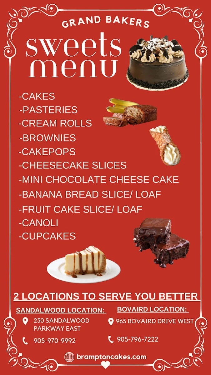 Menu, Grand Bakers (Chinguacousy)