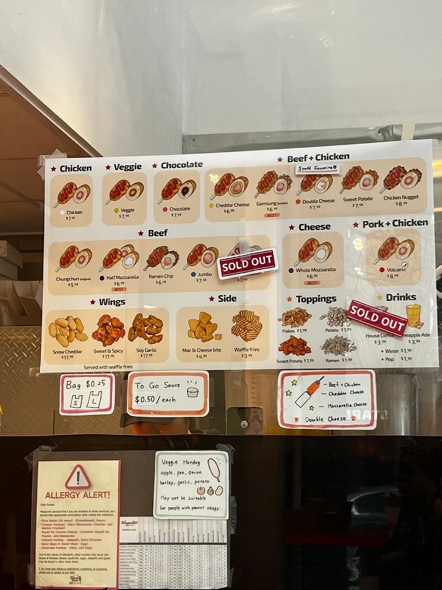 Menu, Chung Chun Rice Hot Dog