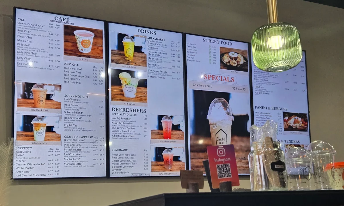 Menu, Chachee's Chai Cafe (Ridgeway)