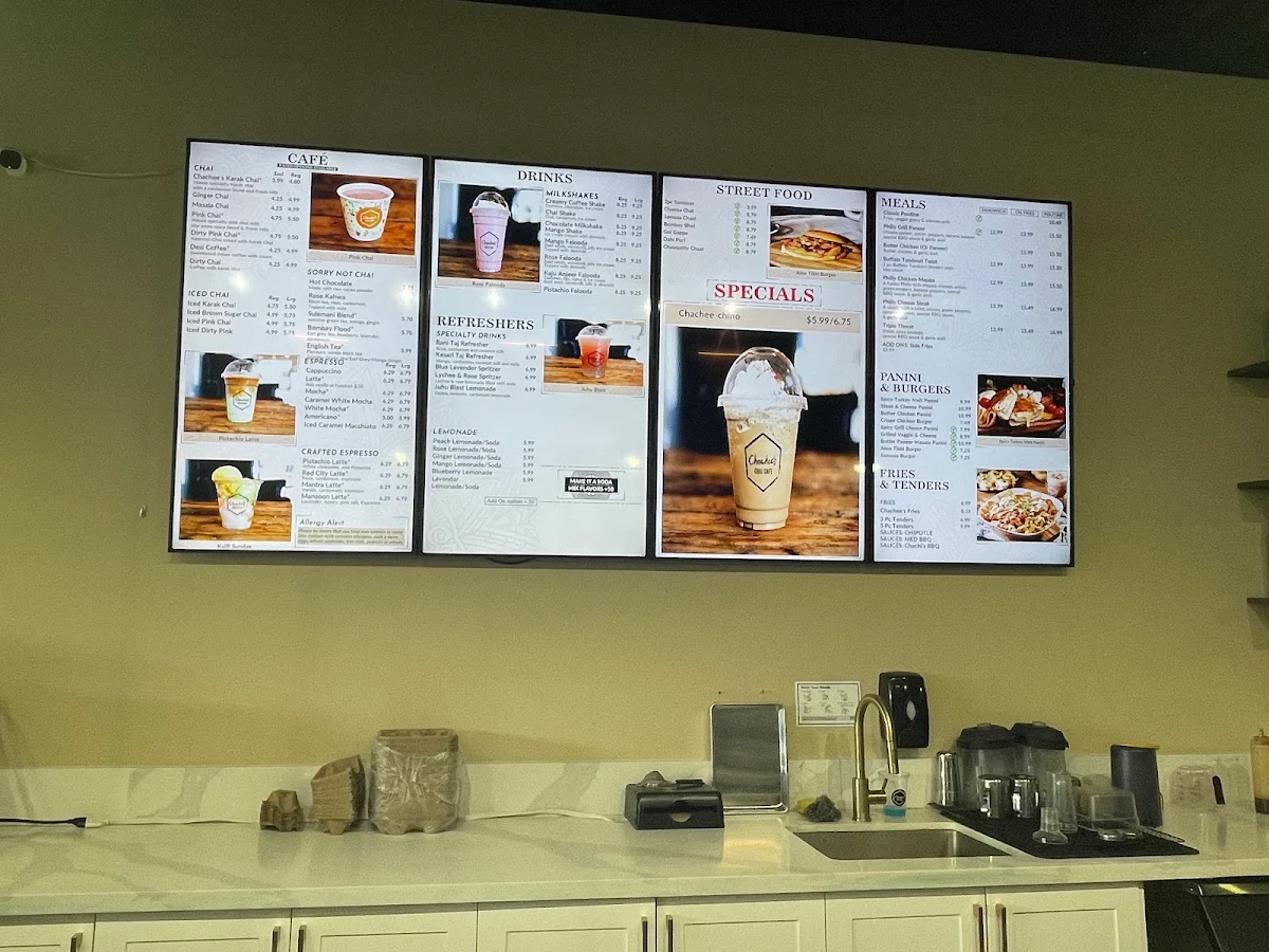 Menu, Chachee's Chai Cafe (Ridgeway)