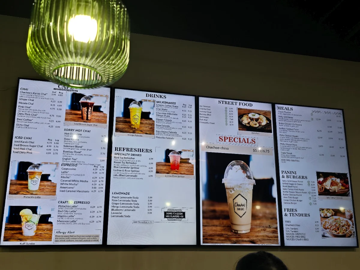 Menu, Chachee's Chai Cafe (Ridgeway)