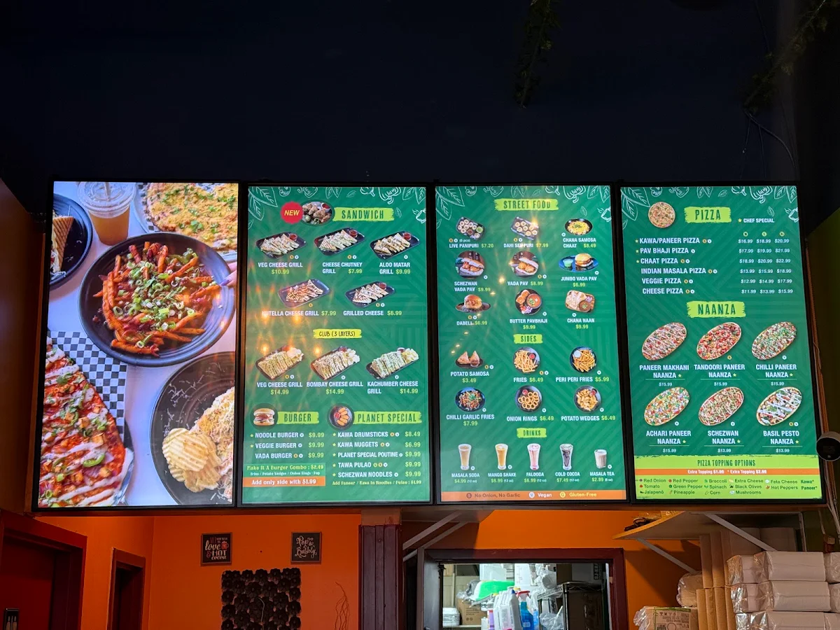 Menu, Veggie Planet Vaughan - Vegetarian Indian Pizza, Burger and Street food Restaurant