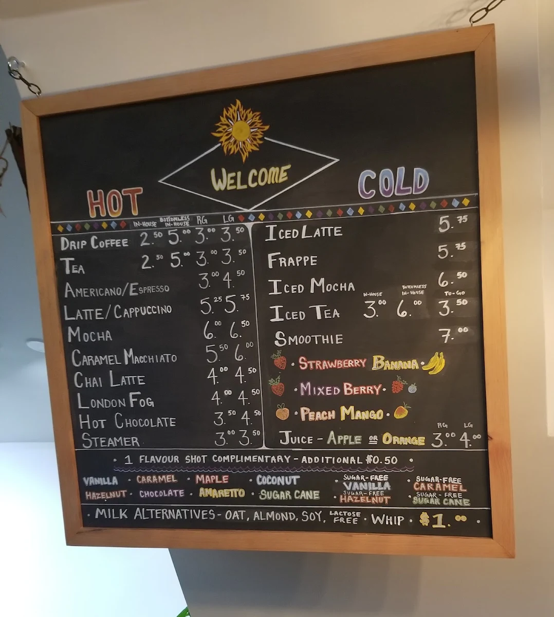 Menu, Good Times Coffeehouse