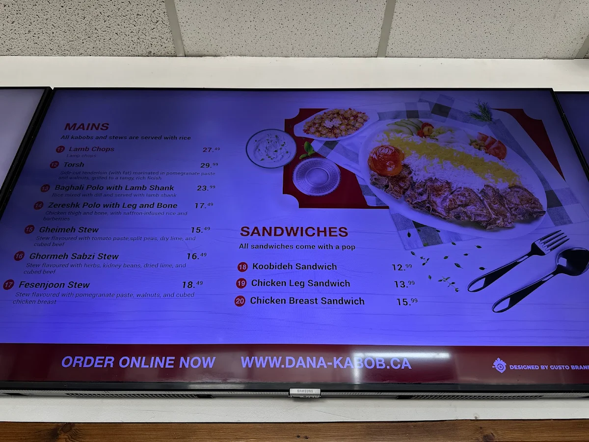 Menu, Dana Kabob Aurora