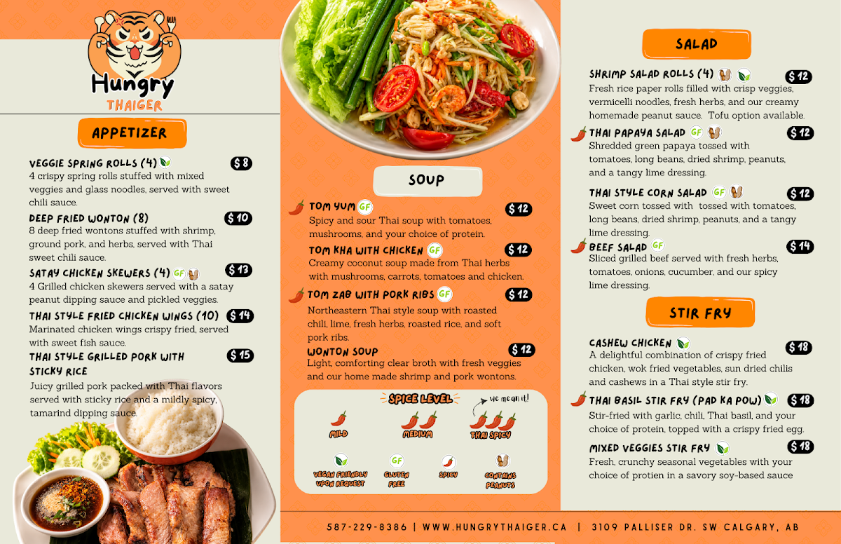 Menu, Hungry Thaiger