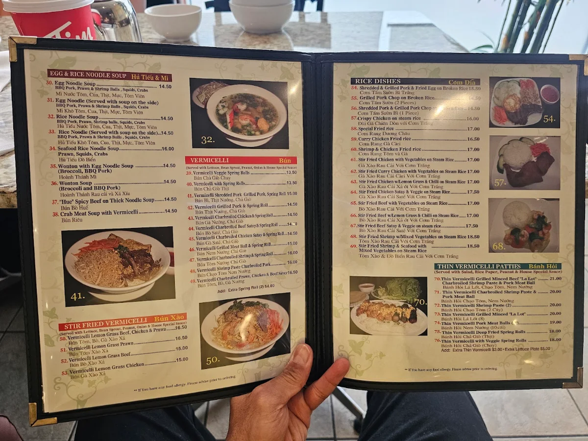 Menu, Thành Hưng Vietnamese Restaurant
