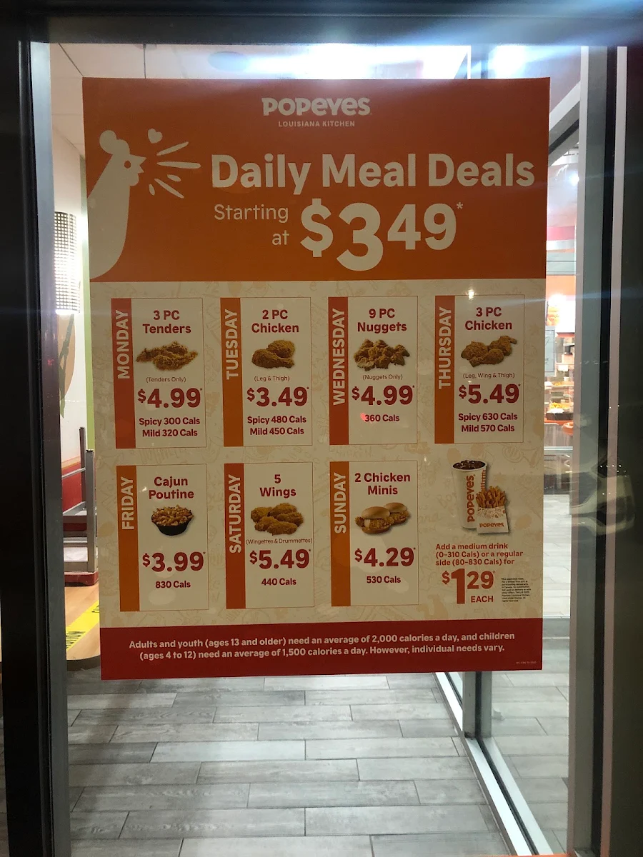 Menu, Popeyes Louisiana Kitchen