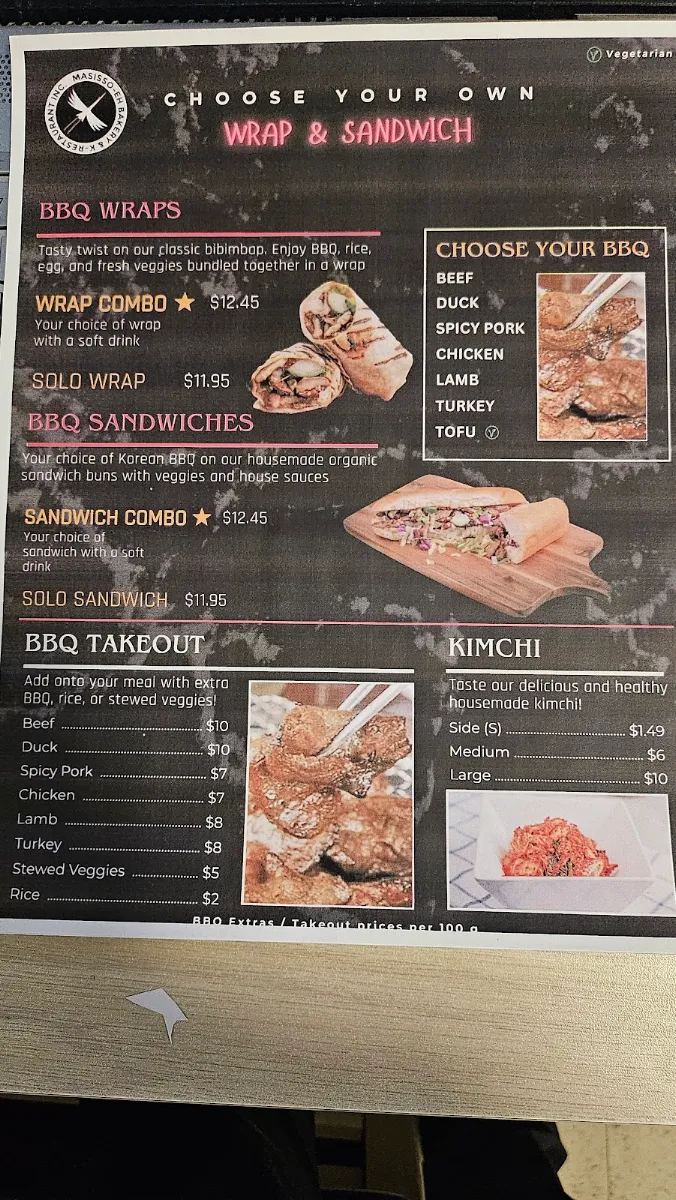 Menu, Masisseo-Eh Bakery & K-Restaurant Inc.