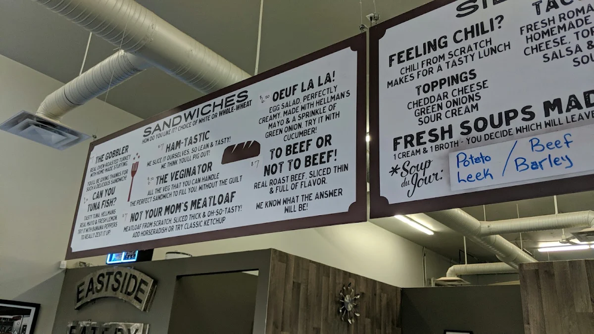 Menu, Eastside Eatery
