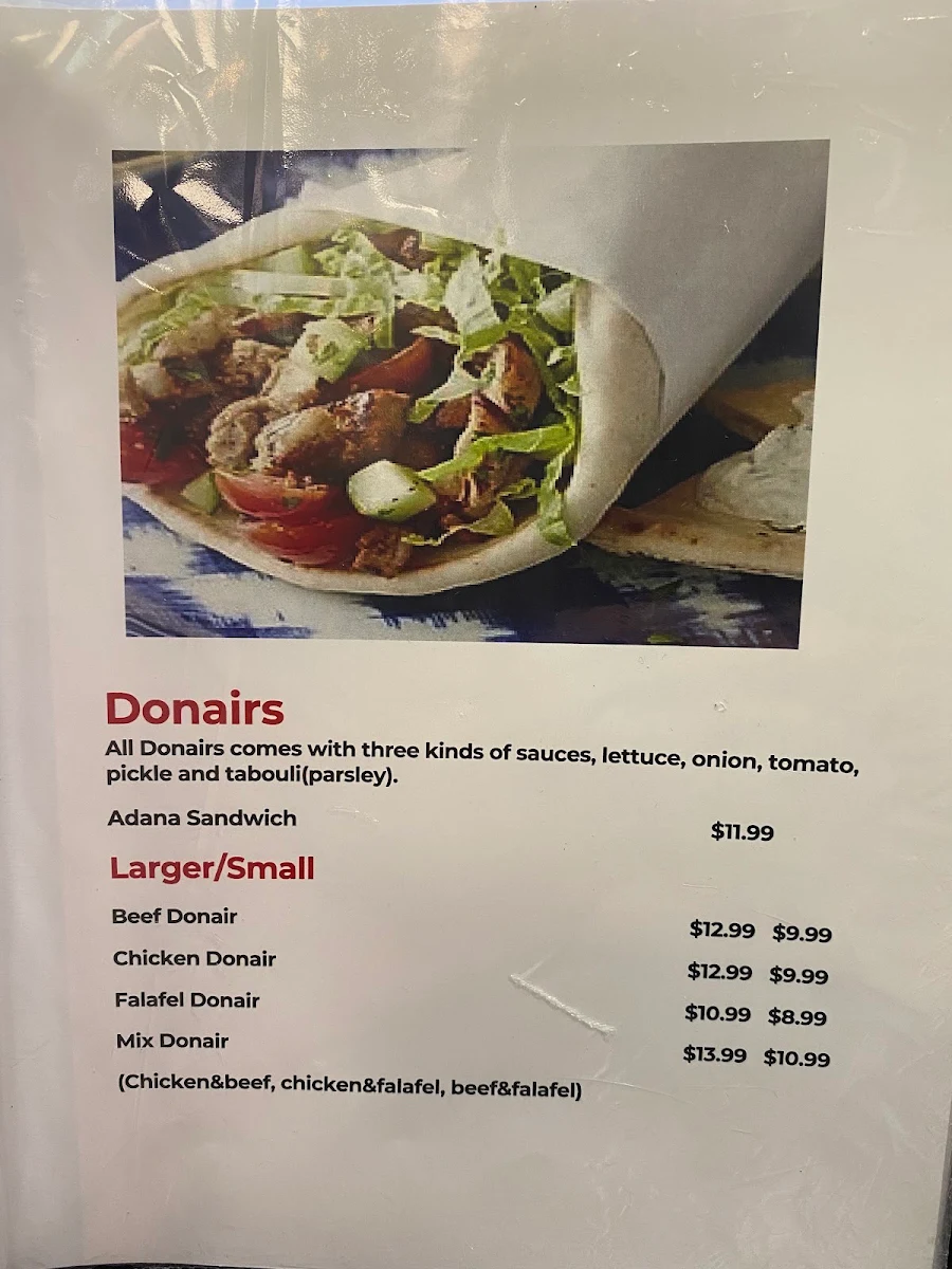 Menu, Afghan Turkish Cuisine