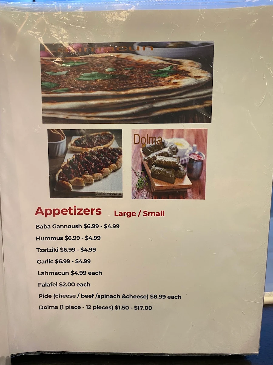 Menu, Afghan Turkish Cuisine