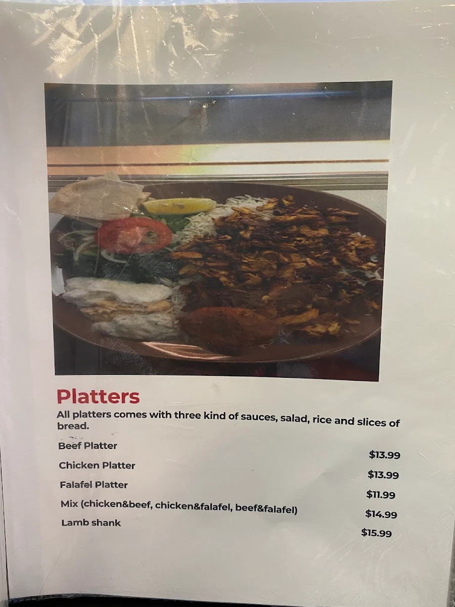 Menu, Afghan Turkish Cuisine