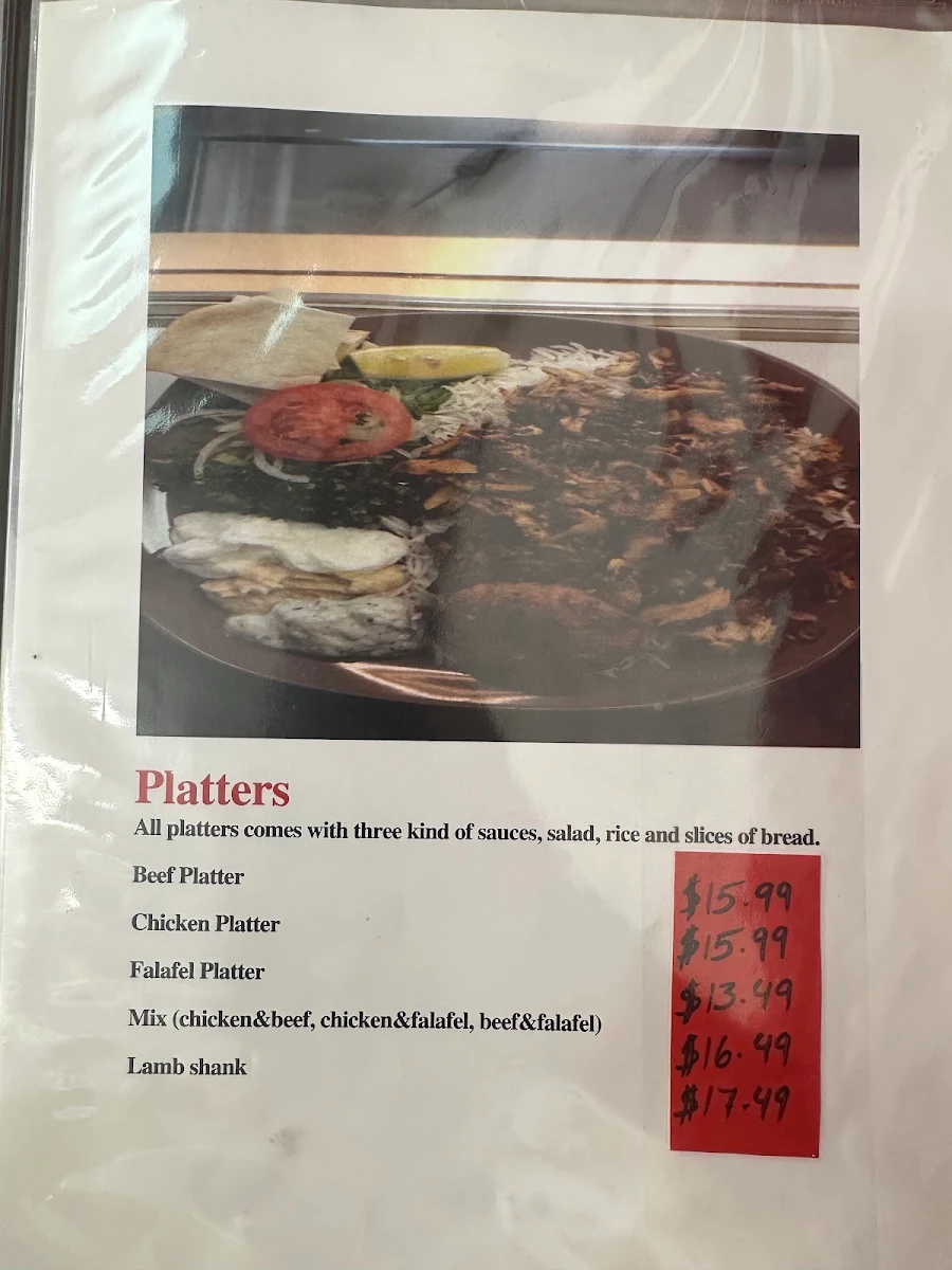 Menu, Afghan Turkish Cuisine
