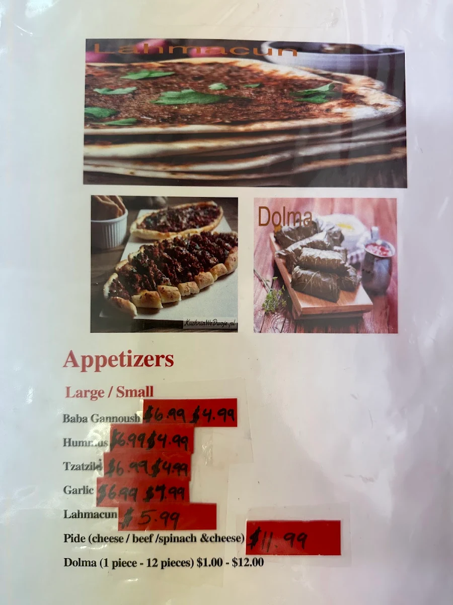 Menu, Afghan Turkish Cuisine