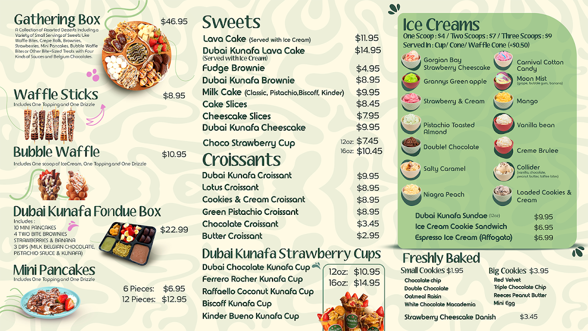 Menu, Pinochio Cafe, Dessert and Ice Cream