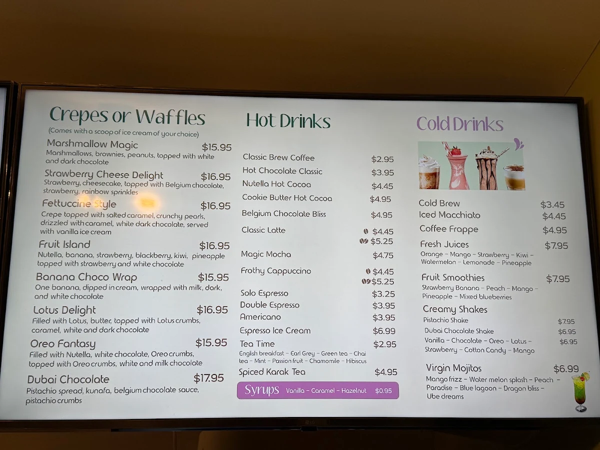 Menu, Pinochio Cafe, Dessert and Ice Cream