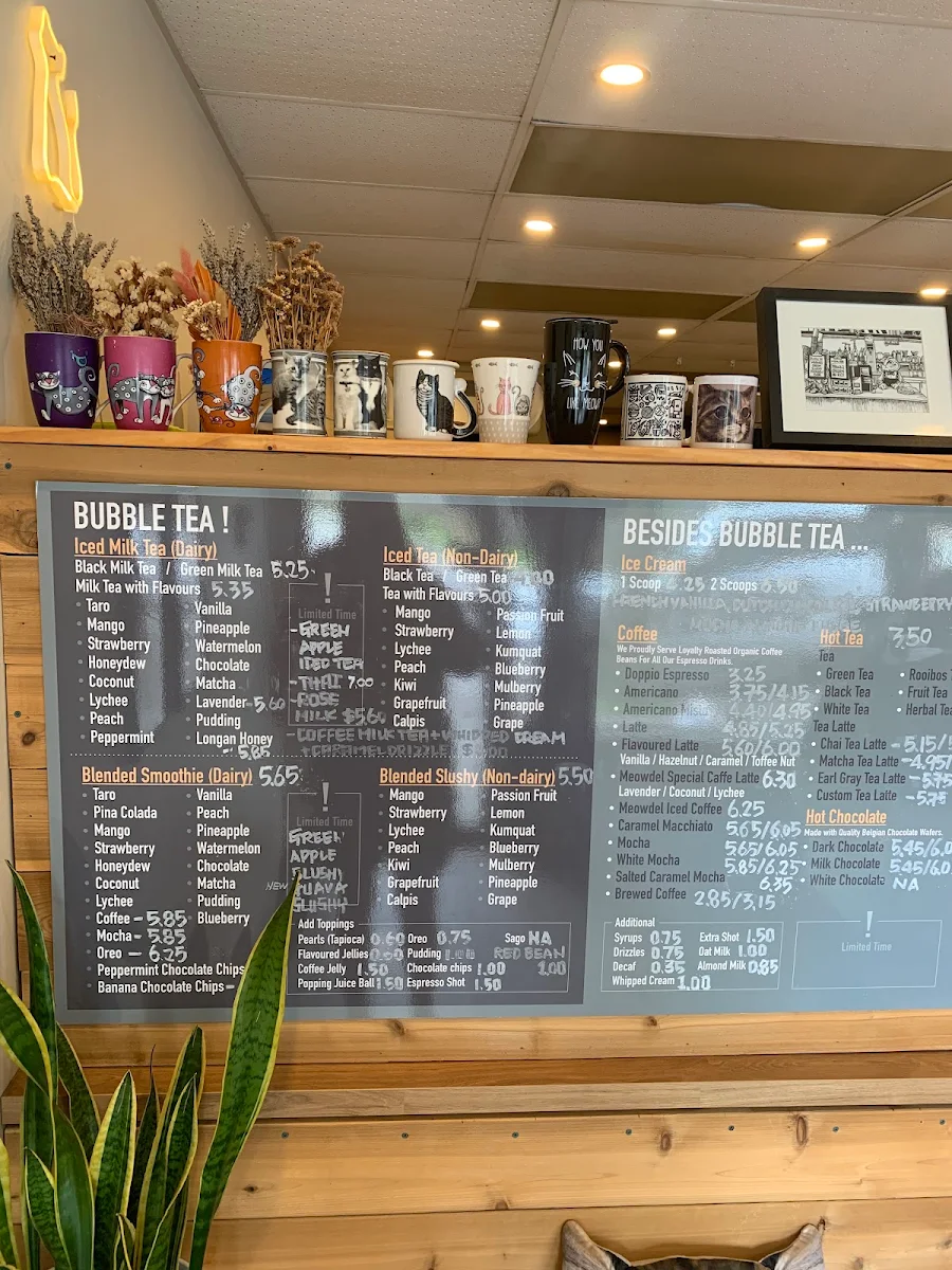 Menu, Meowdel Tea Studio