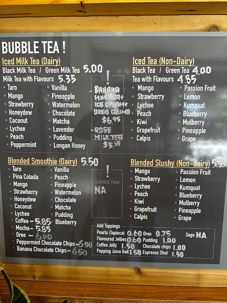 Menu, Meowdel Tea Studio