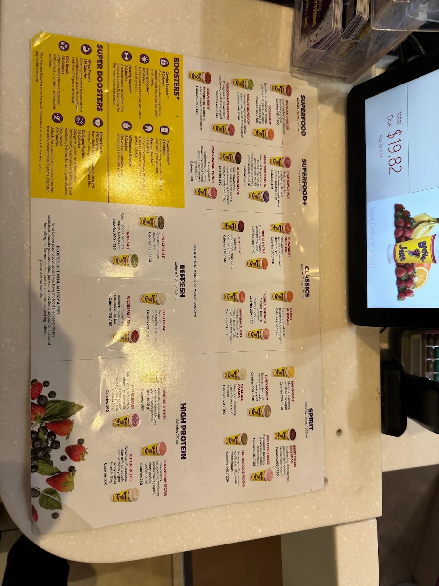 Menu, Booster Juice