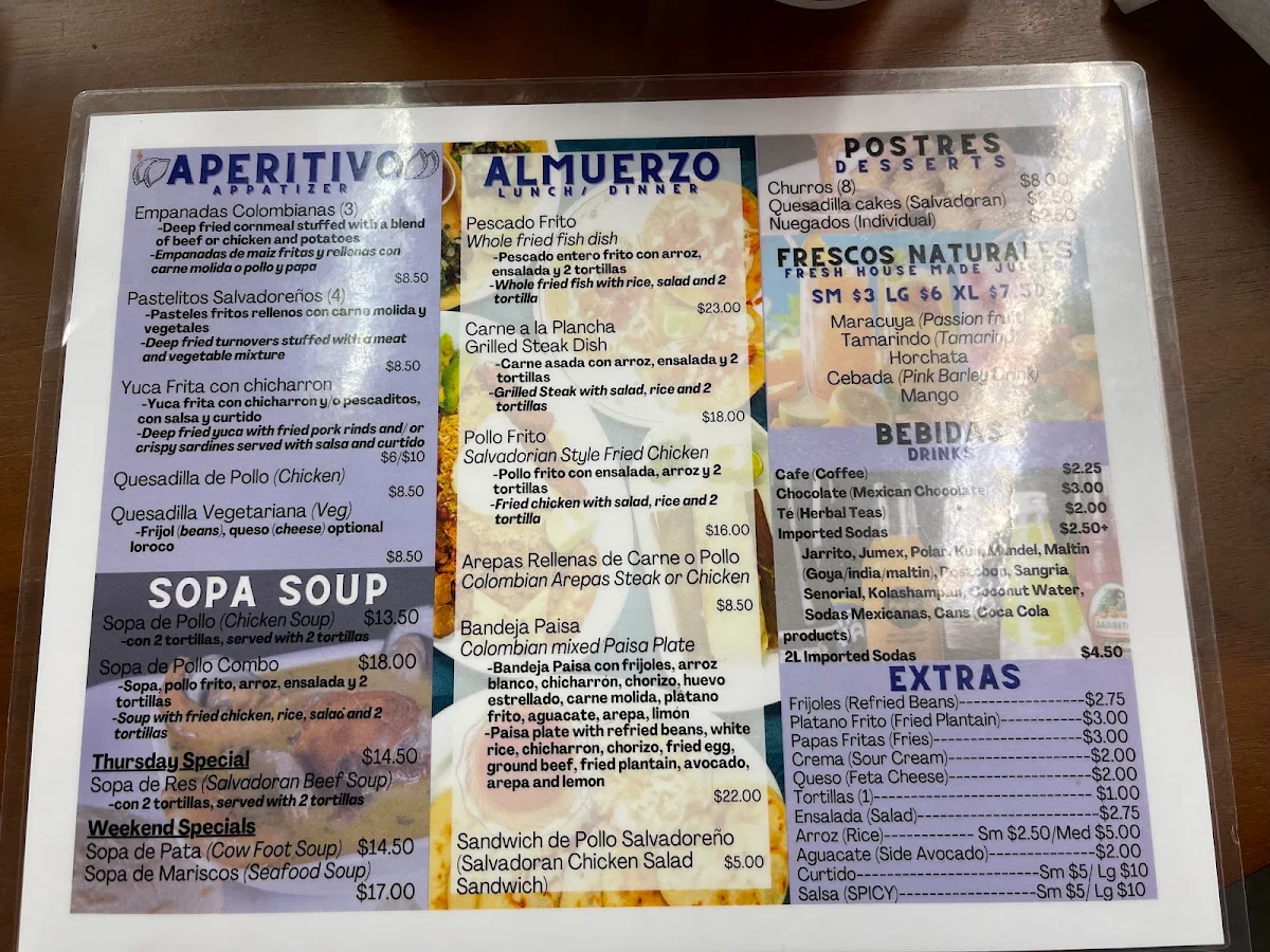 Menu, Mi Tienda Latina