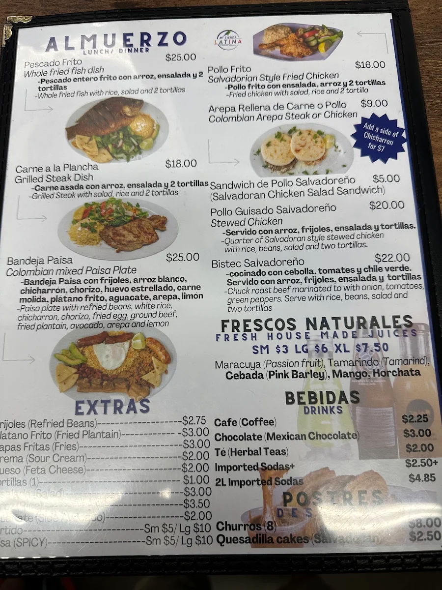 Menu, Mi Tienda Latina