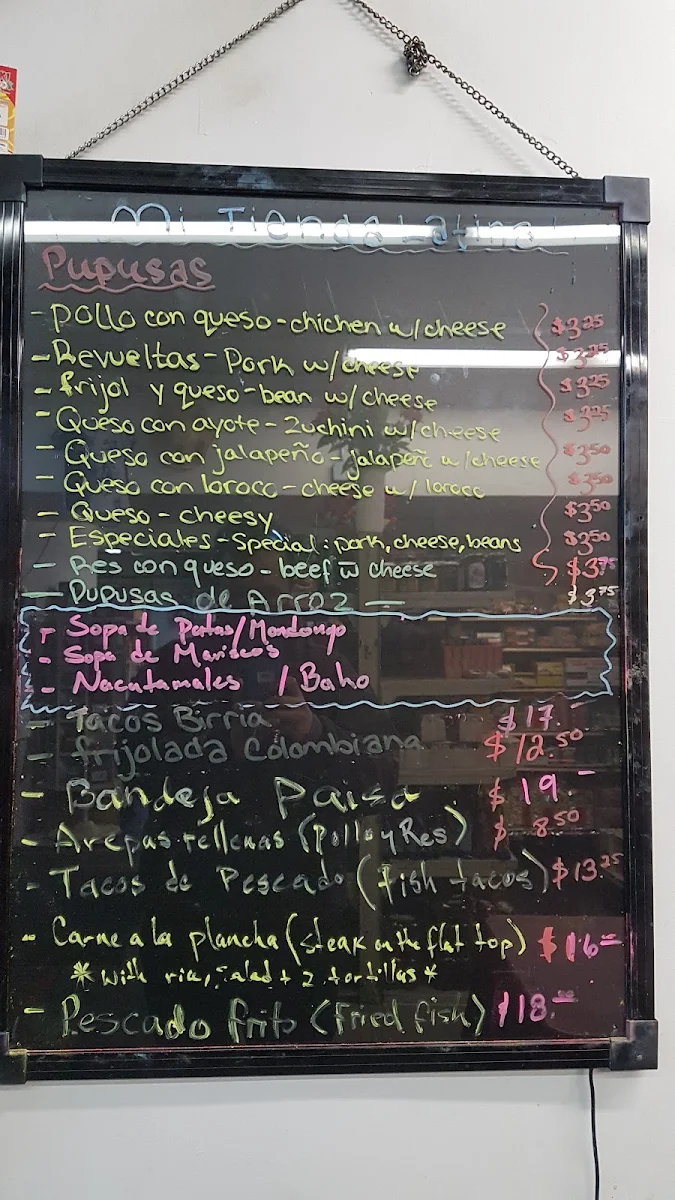 Menu, Mi Tienda Latina