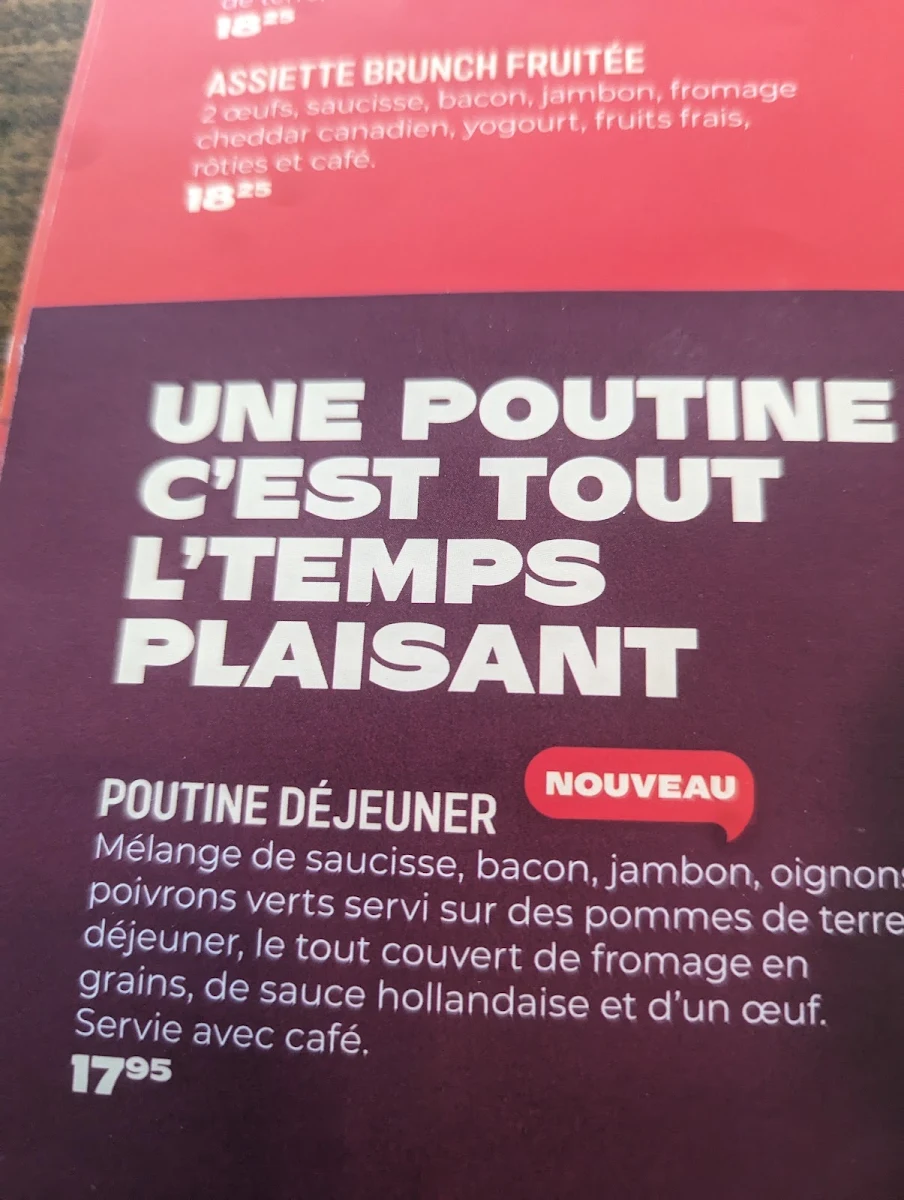 Menu, Restaurant Normandin Rimouski