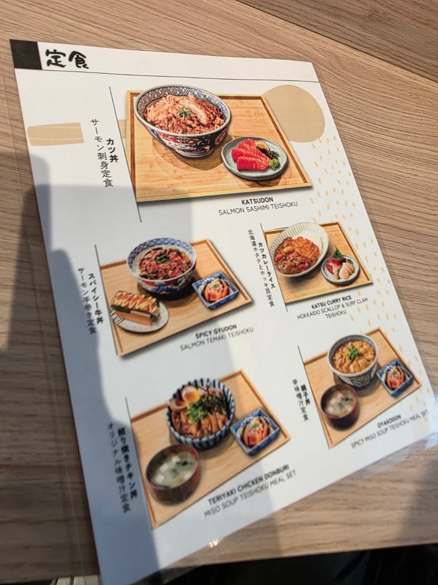 Menu, Issai Japanese Eatery