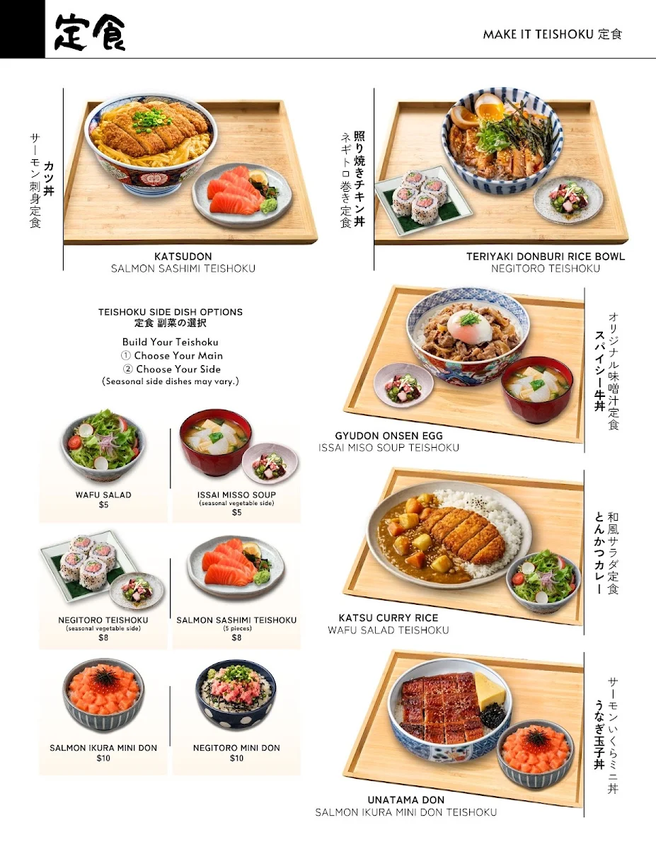Menu, Issai Japanese Eatery