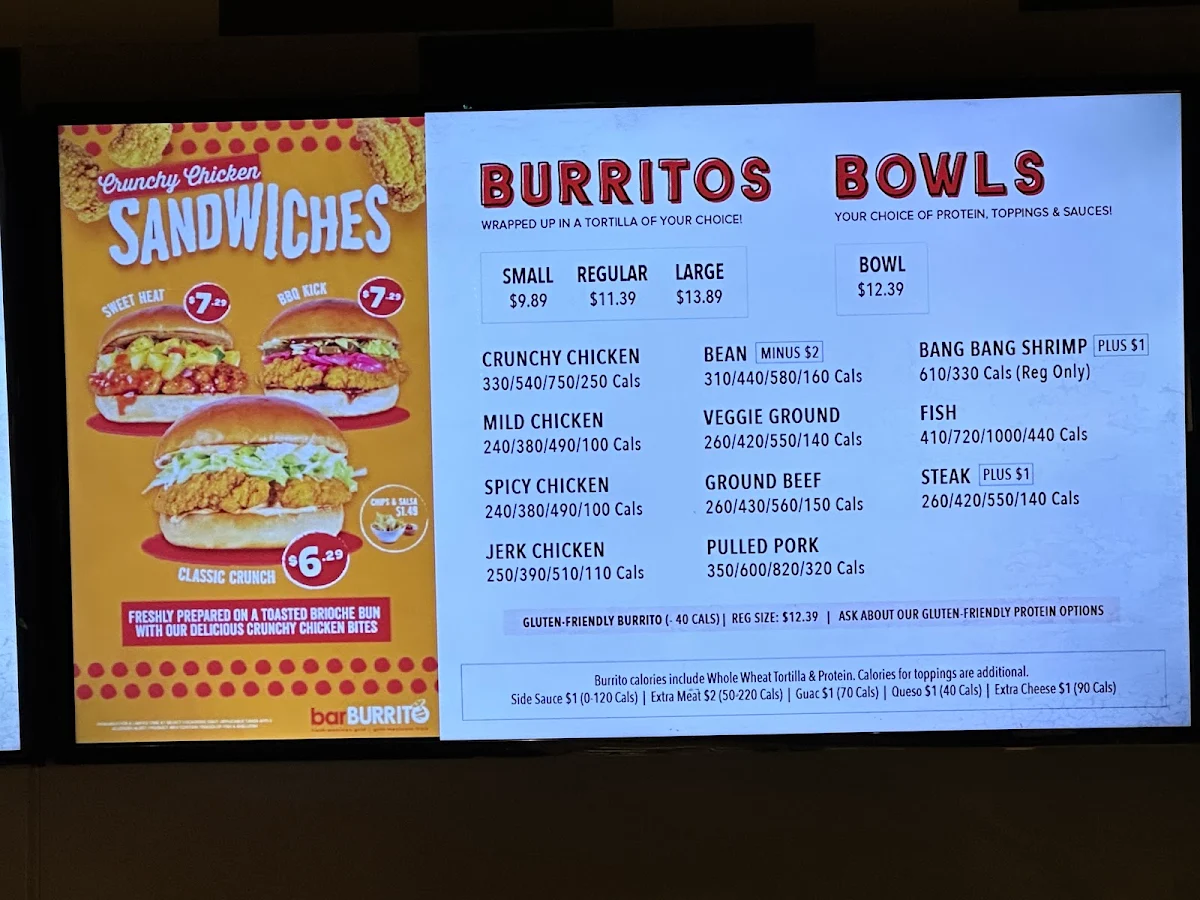 Menu, barBURRITO