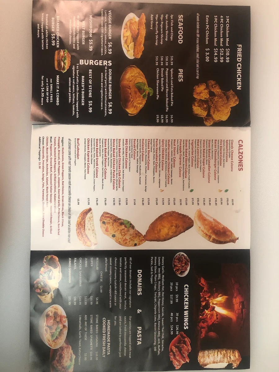 Menu, Rocky's Donair Ltd.