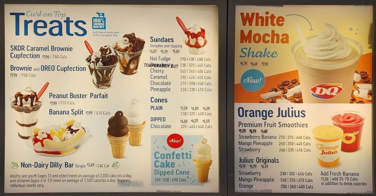 Menu, Dairy Queen (Treat)