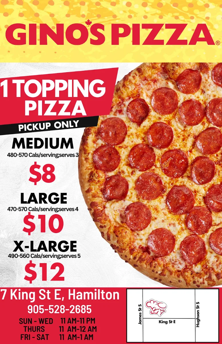 Menu, Gino's Pizza - Hamilton Downtown